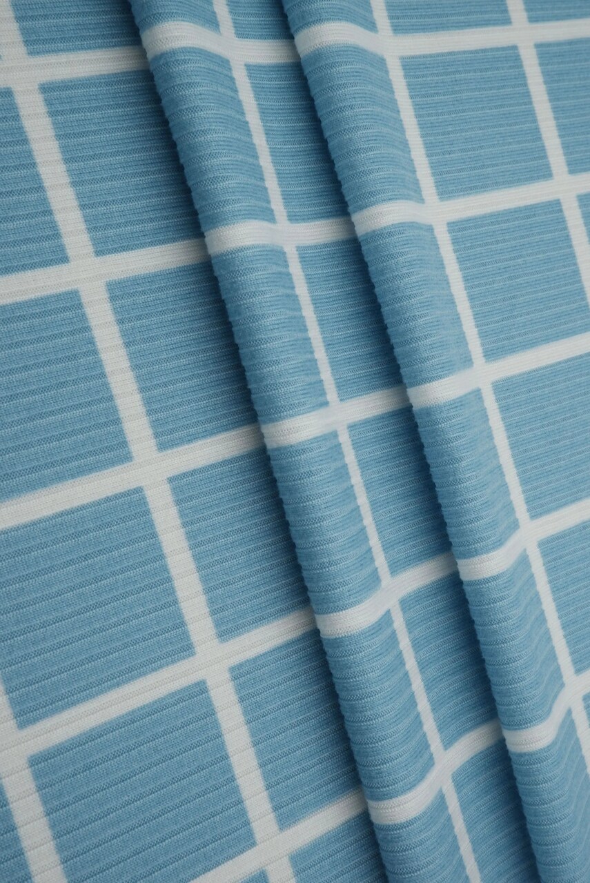 1 Yarf 4x2 Yummy Rib Knit Windowpane Plaid Stretch Fabric 58/60" Wide